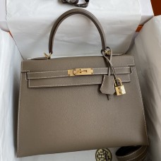 Replica Hermes Kelly Sellier 32 Handmade Bag In Gold Epsom Calfskin